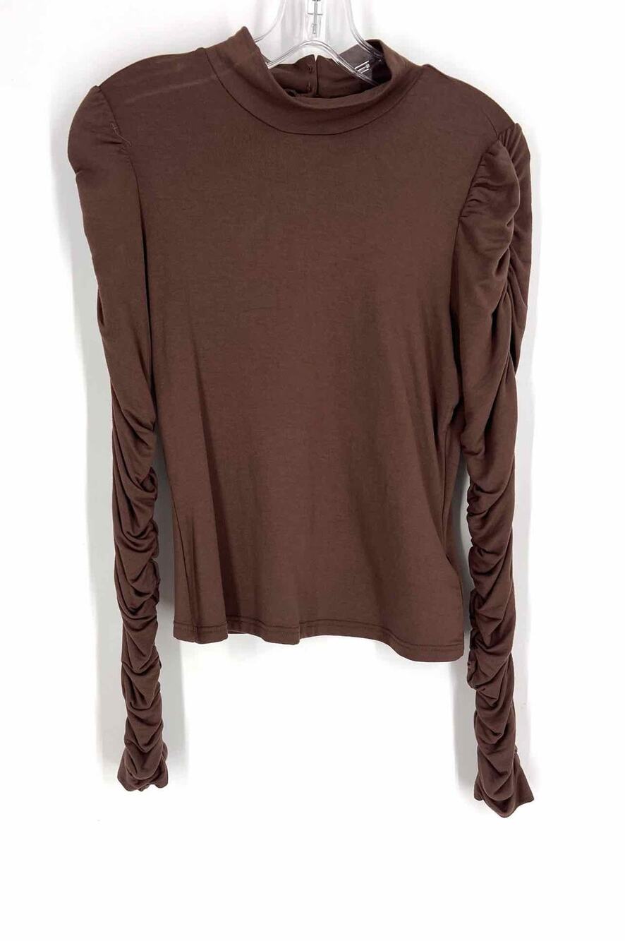 Walter Baker Size S Chocolate Ruched Solid NEW Tops Top-Long Sleeve